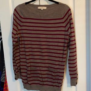 Ann Taylor Loft striped pocket sweater M